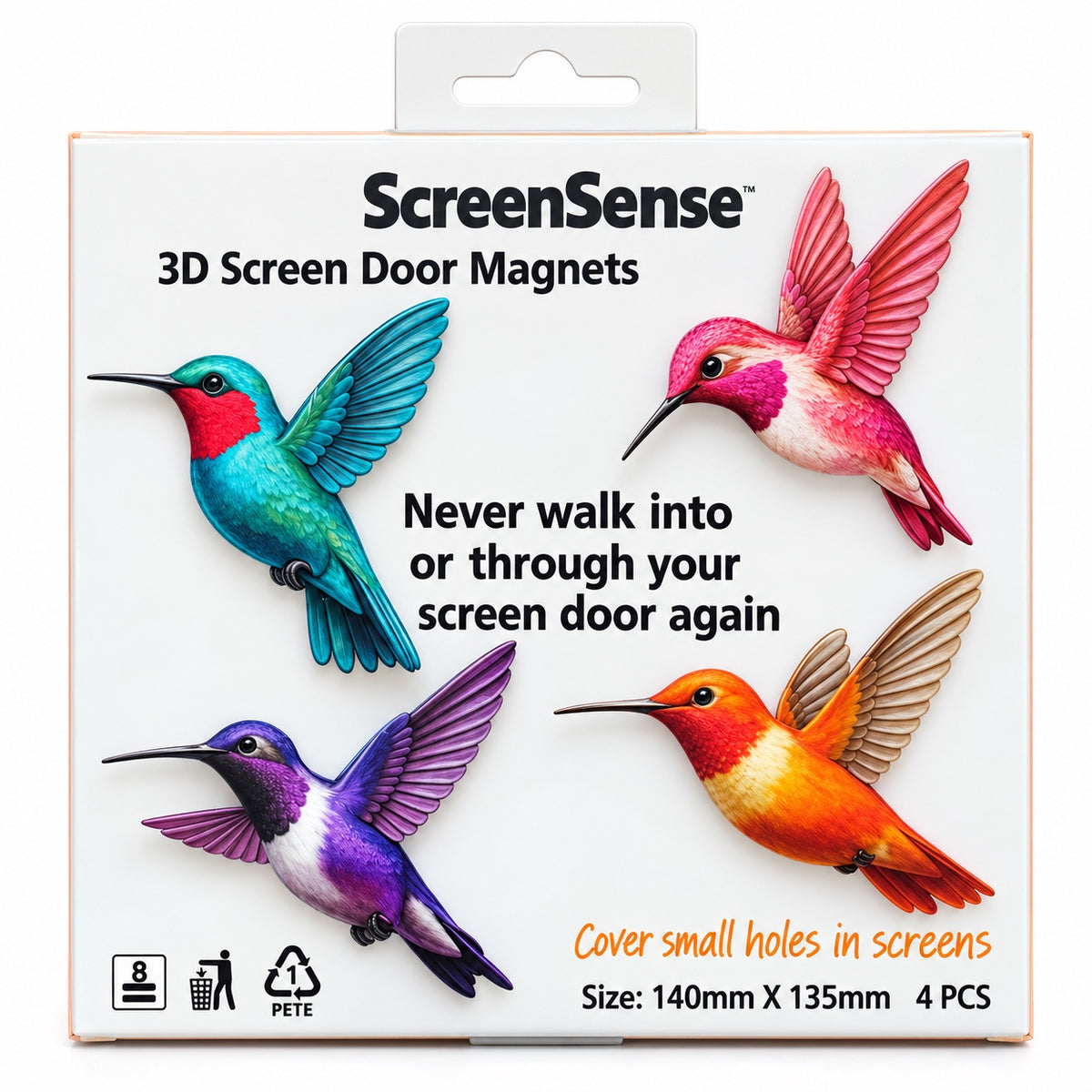 ScreenSense Hummingbirds 4 Pack 3D Screen Door Magnets