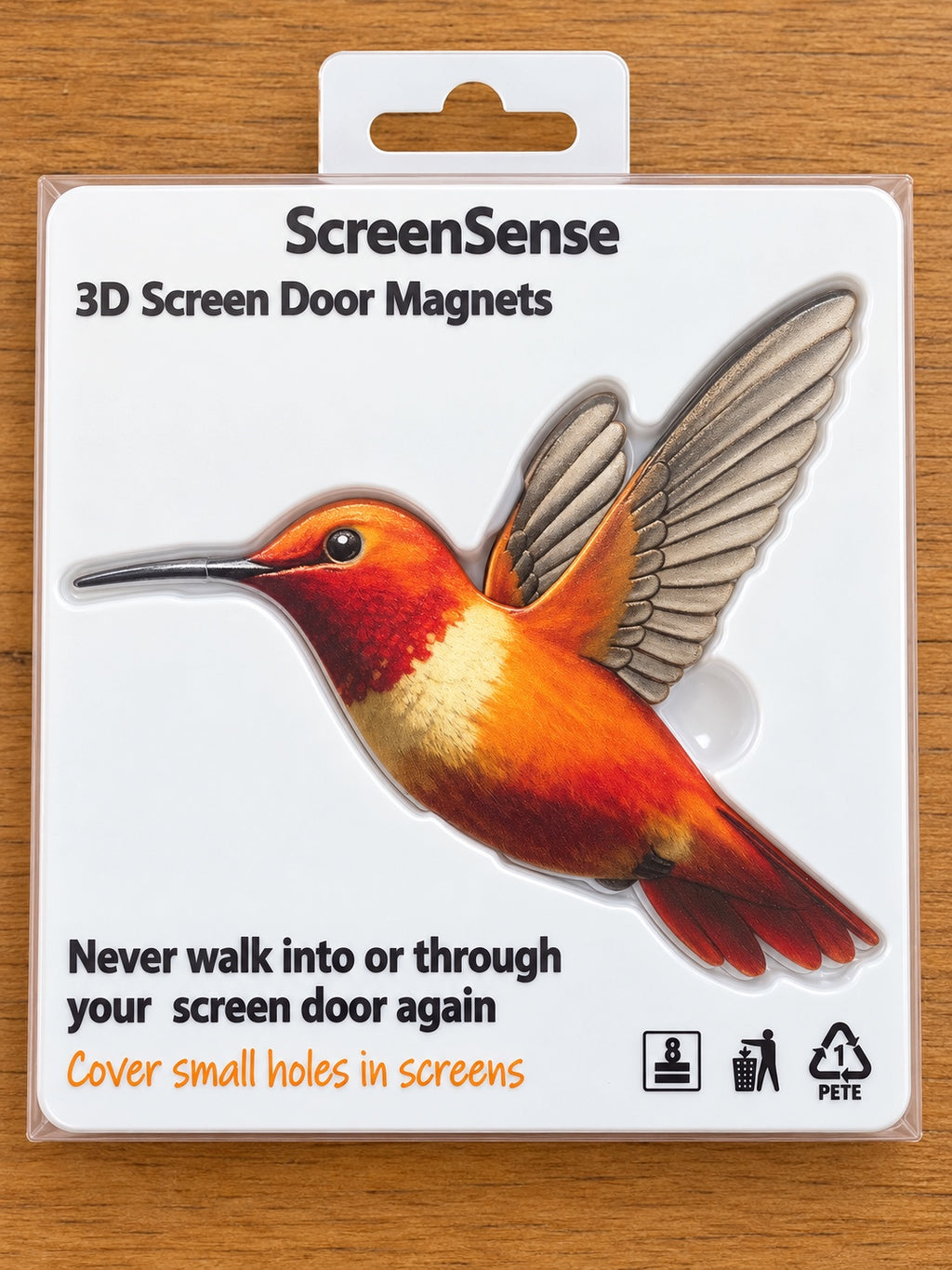 ScreenSense Orange Hummingbird 3D Screen Door Magnet